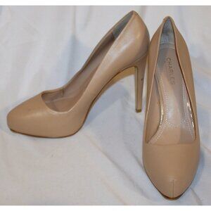Charles David Pact Pumps Stiletto Size 10 Nude Beige Faux Leather 4.5" Heels